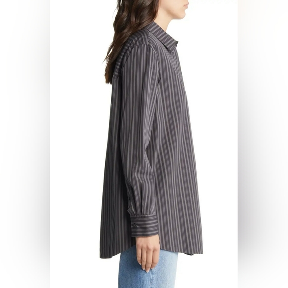 NWT Treasure & Bond Oversized Gray Stripe Button Up Size S - Picture 2 of 16